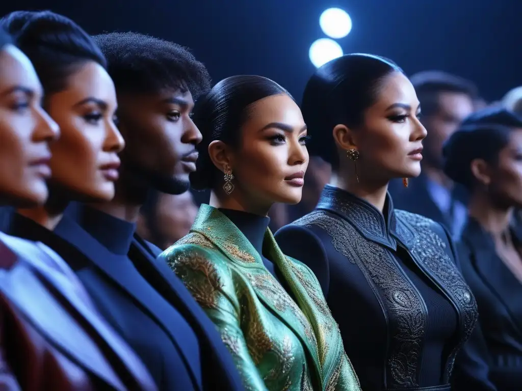 Desfile inclusivo: moda diversa y revolucionaria Desfile de moda inclusiva con modelos diversos desfilando en una pasarela, representando cambios sociales e influencia