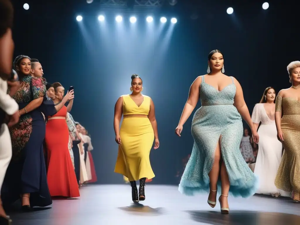 Desfile de moda inclusivo: Celebrando la diversidad con estilo Desfile de moda inclusiva con modelos diversos exhibiendo indicadores de éxito en la pasarela