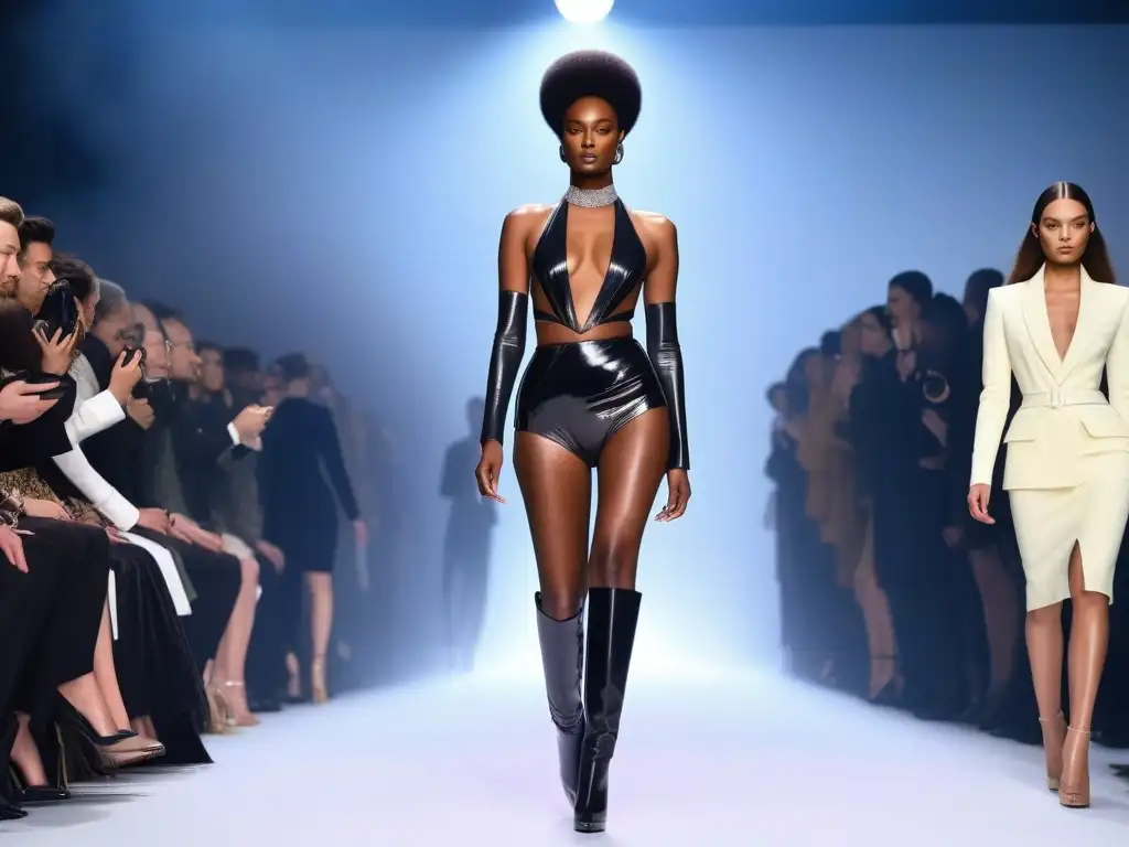 Desfile de moda inclusivo y empoderado de Tom Ford Desfile de moda inclusiva con modelos de todos los cuerpos y tallas, exudando confianza y empoderamiento en la pasarela futurista de Tom Ford