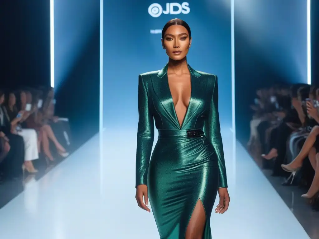 Desfile inclusivo de moda futurista: diversidad y empoderamiento Desfile de moda inclusiva con modelos de diferentes etnias, cuerpos y habilidades, luciendo diseños de startups innovadoras