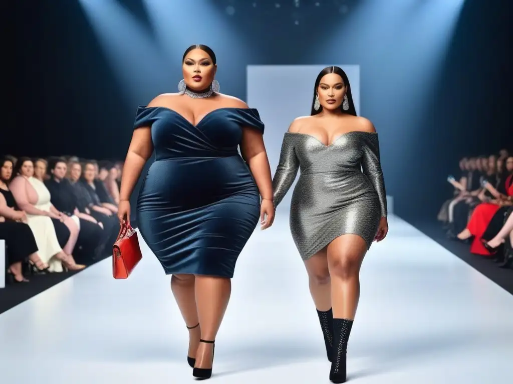 Desfile de moda inclusiva con modelos de talla grande empoderadas Un desfile de moda inclusiva con modelos de tallas grandes seguras luciendo diseños audaces y modernos