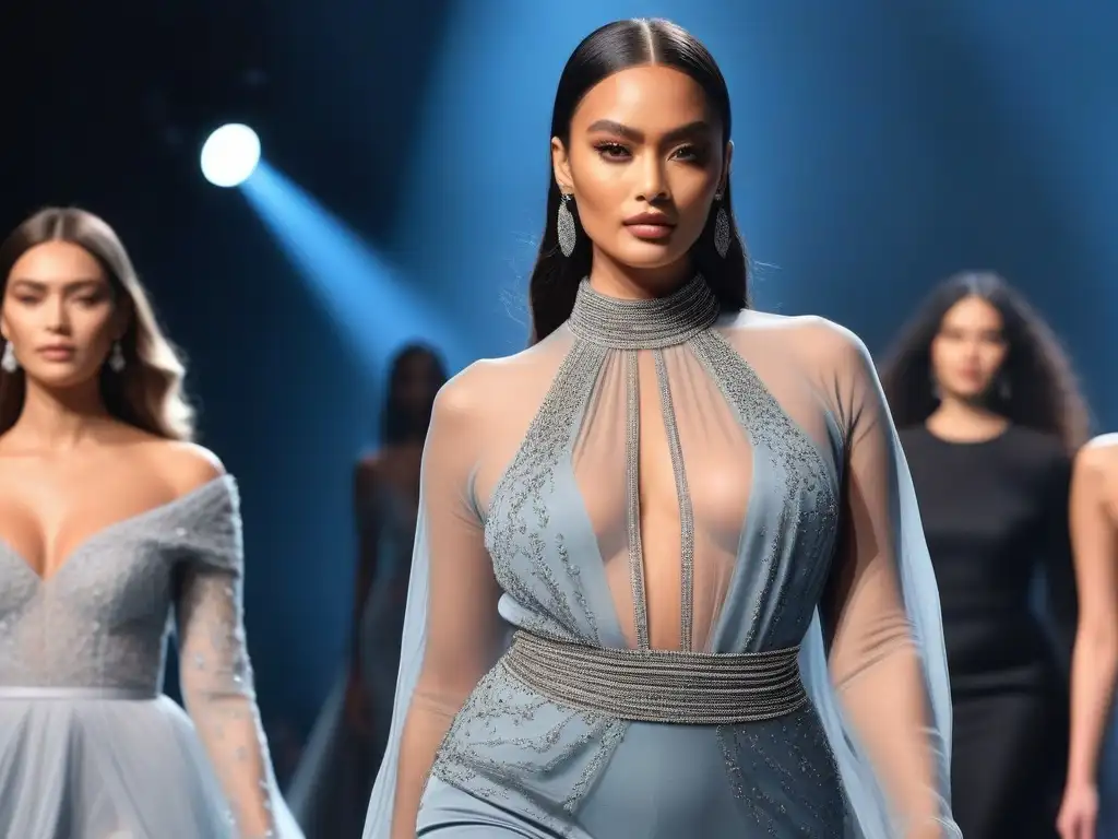 Desfile de moda inclusivo: diversidad de belleza y estilo en la pasarela Un desfile de moda inclusiva con modelos de distintas tallas y estilos, irradiando confianza y estilo