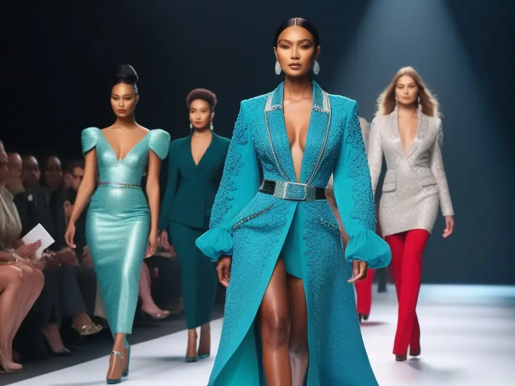 Desfile inclusivo de moda: diversidad y empoderamiento en la pasarela Desfile de moda inclusiva con modelos diversos y empoderados en una pasarela moderna y vibrante