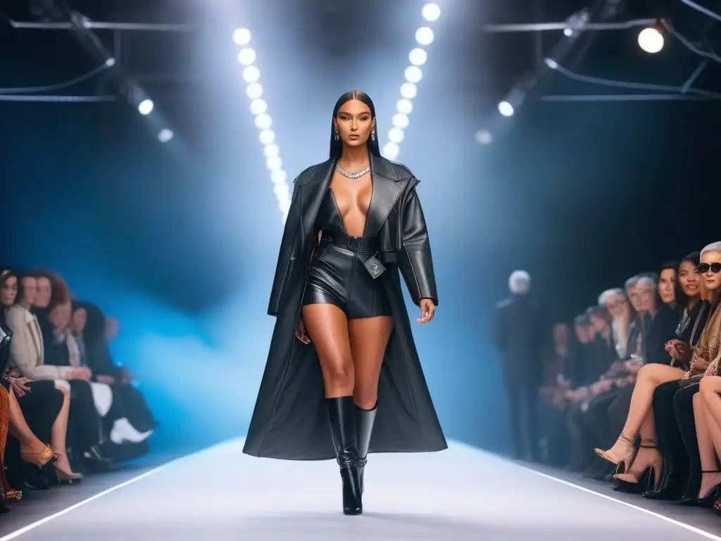 Desfile de moda inclusivo: diversidad y empoderamiento en la pasarela Desfile de moda inclusiva con modelos diversos caminando con confianza en una pasarela futurista y minimalista