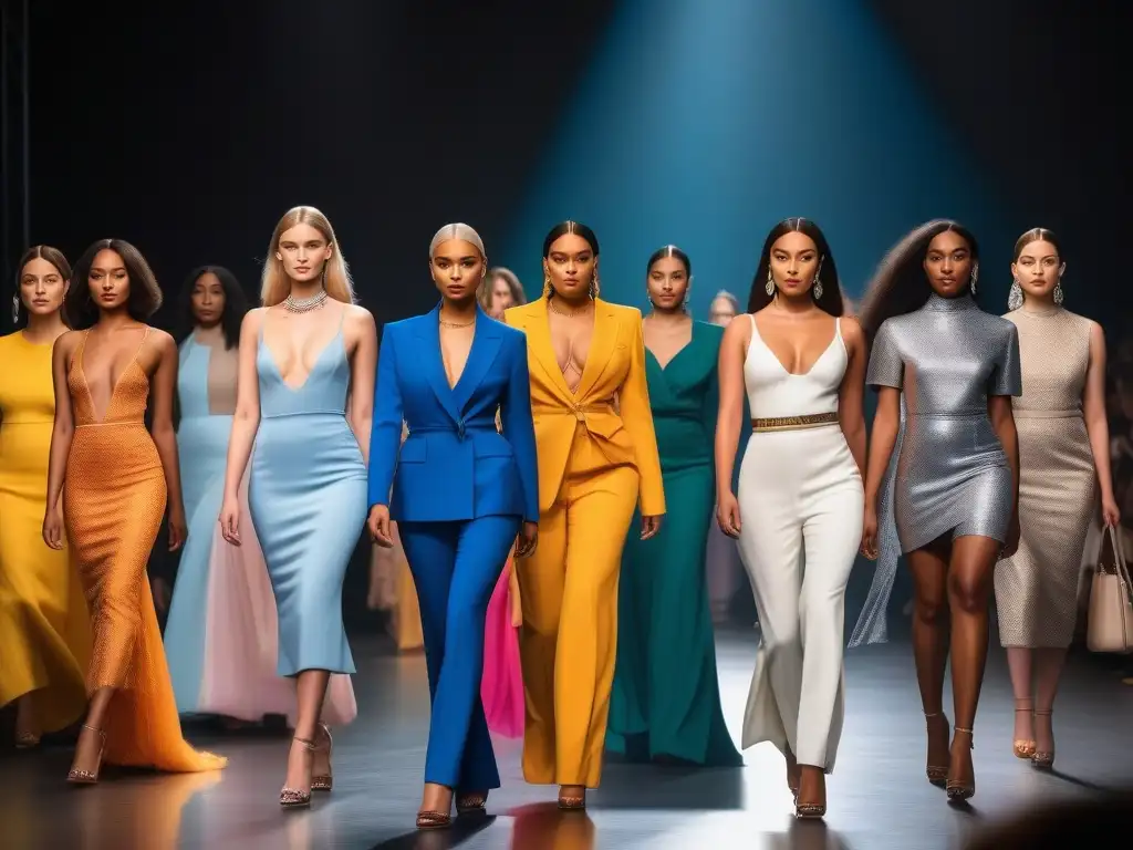 Desfile de moda inclusivo y empoderador Un desfile de moda inclusiva con modelos diversos luciendo outfits trendy y elegantes
