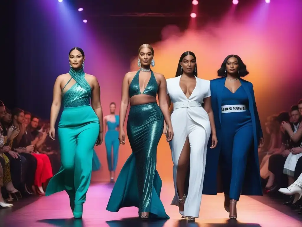 Desfile de moda inclusiva LGBTQ+: diversidad y empoderamiento Desfile de moda inclusiva para LGBTQ+ con modelos diversos mostrando empoderamiento y unidad
