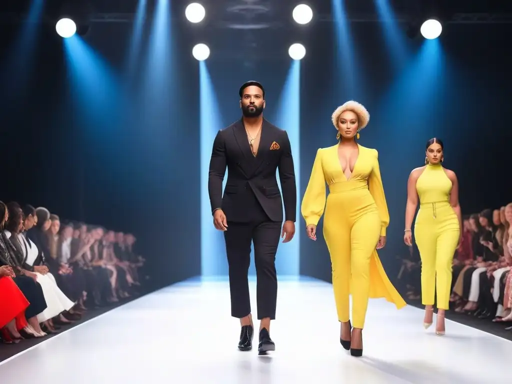 Desfile inclusivo: diversidad y empoderamiento en la moda Desfile de moda inclusiva con modelos diversos celebrando sus cuerpos en la pasarela