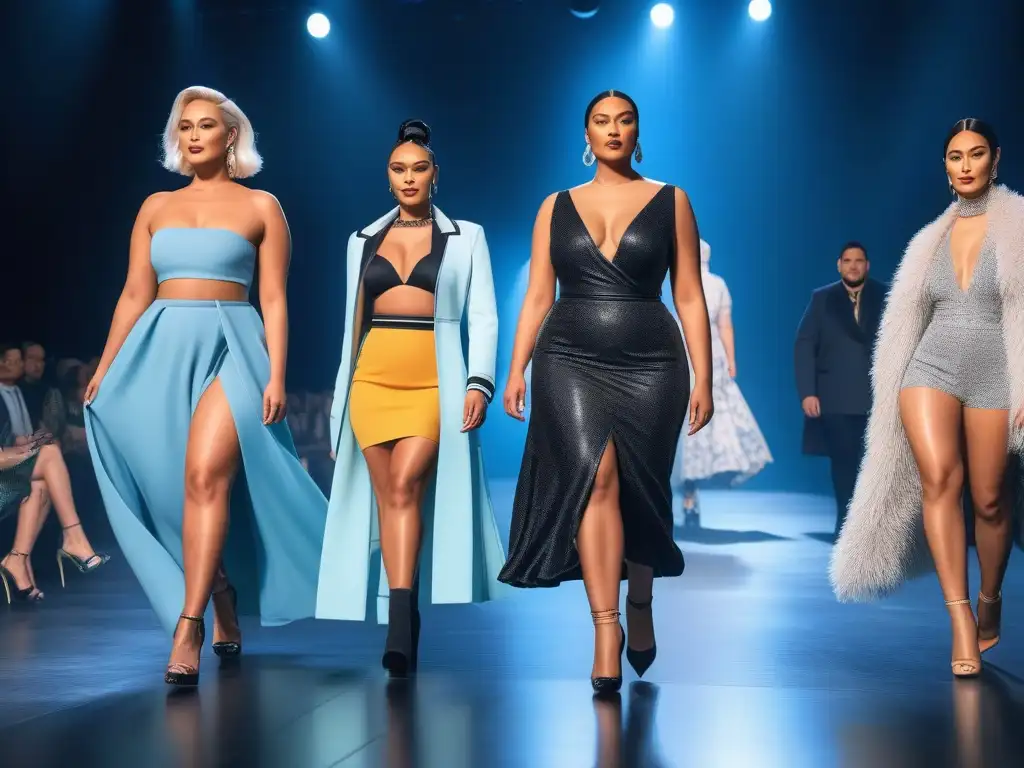 Desfile inclusivo: moda diversa y vibrante Desfile de moda inclusiva con modelos diversos en una pasarela, celebrando la diversidad