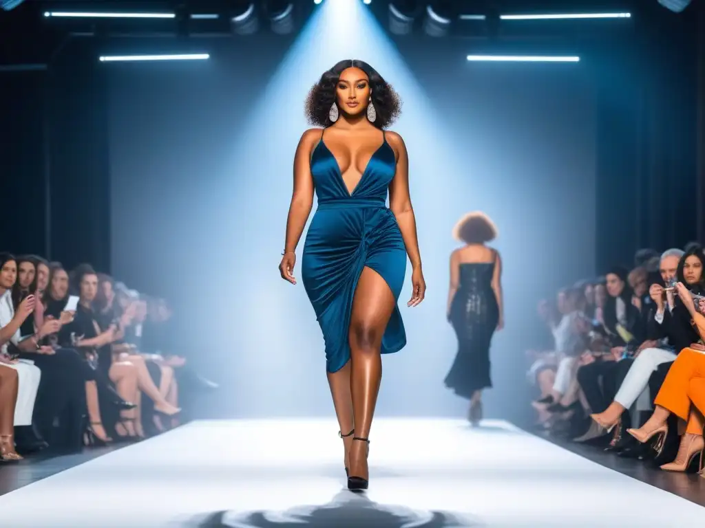 Desfile de moda inclusivo: diversidad y elegancia en la pasarela Desfile de moda inclusiva con modelos de diversas tallas y cuerpos, mostrando diversidad y empoderamiento en la industria