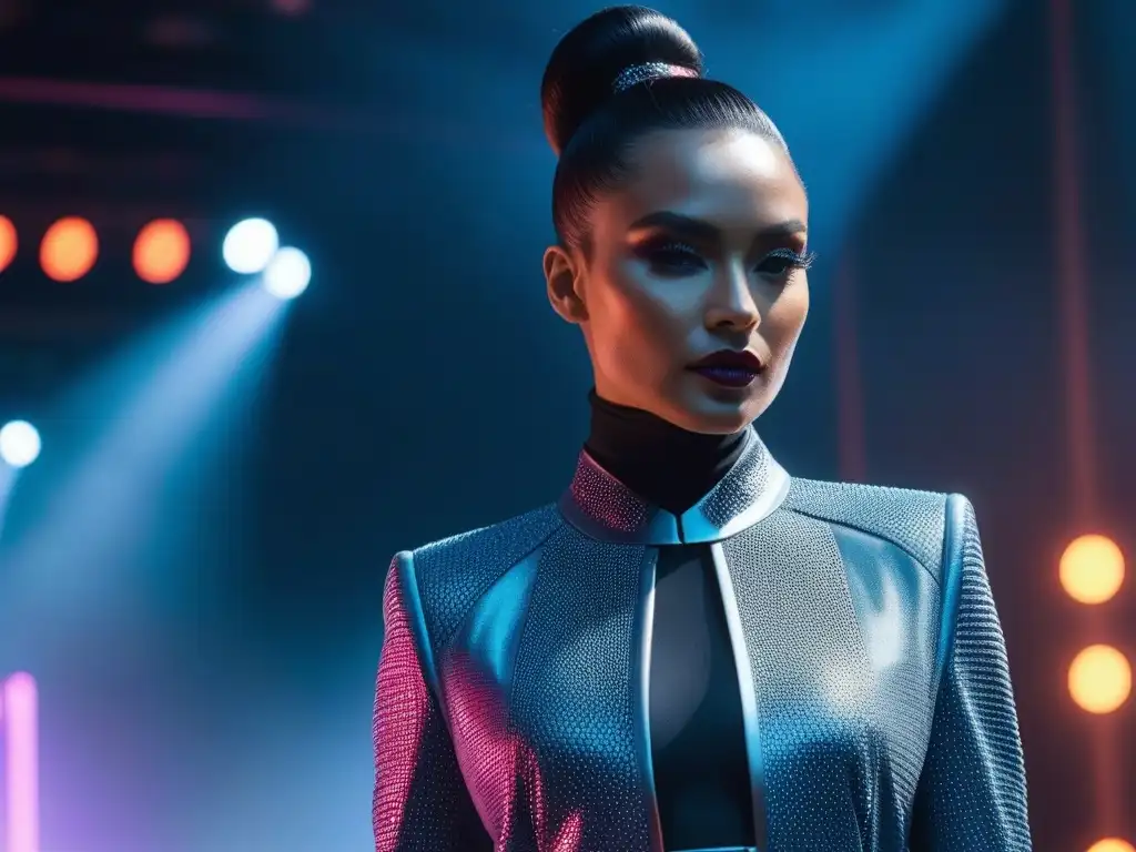 Desfile inclusivo: moda vanguardista y diversidad de géneros Desfile de moda inclusiva con modelos de diversas identidades de género luciendo diseños vanguardistas en una pasarela futurista