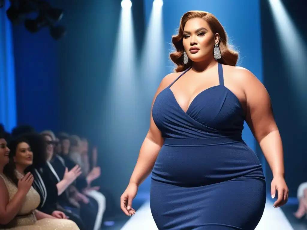 Desfile de moda plussize: empoderamiento y diversidad fashionista Desfile de moda plus size inclusiva con modelos seguras y empoderadas, rompiendo estereotipos y celebrando la diversidad