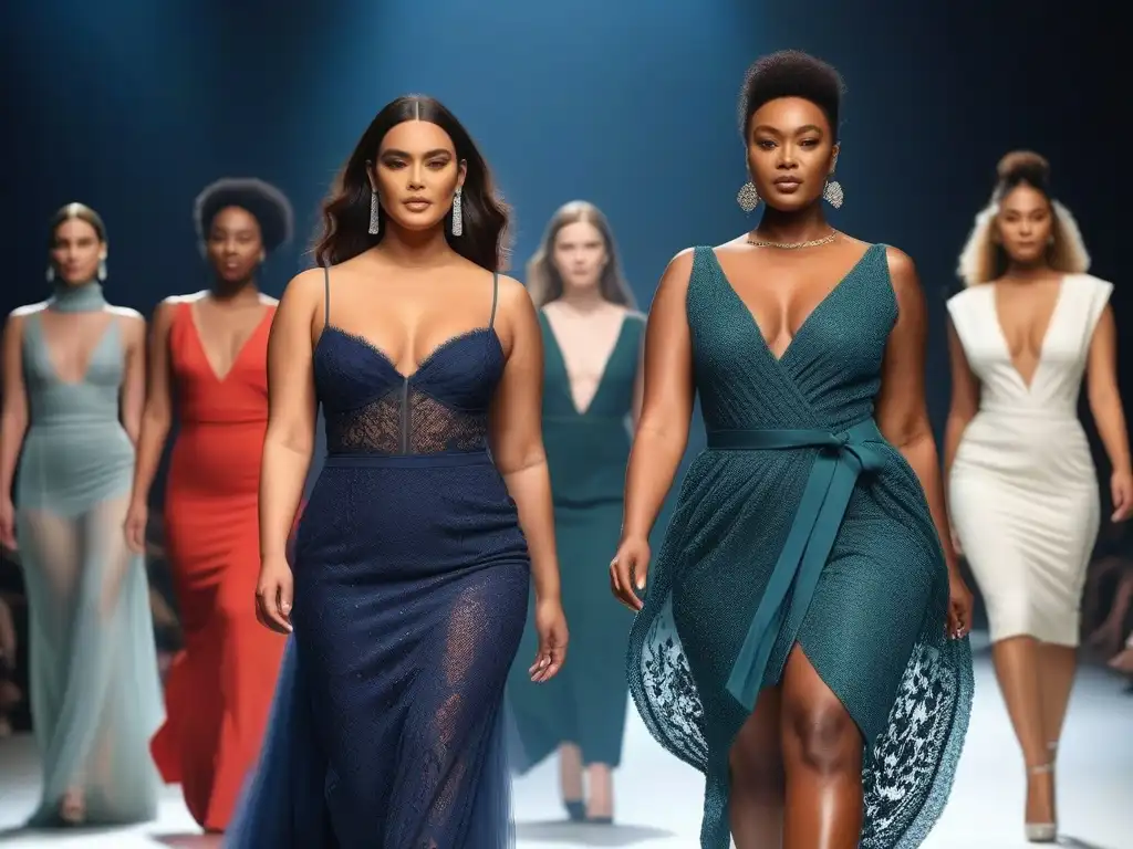 Desfile inclusivo de moda sostenible: diversidad en la pasarela Desfile de moda inclusiva con modelos de diferentes tallas y estilos, luciendo una colección sostenible y diversa