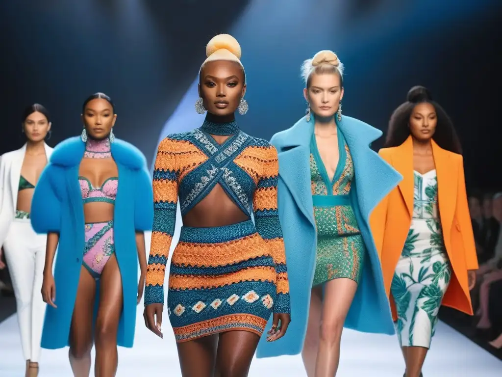 Desfile de moda inclusivo: modelos empoderados con diseños 3D únicos Desfile de moda inclusiva: modelos empoderadas de distintas etnias y cuerpos lucen diseños 3D únicos y vanguardistas que celebran la diversidad