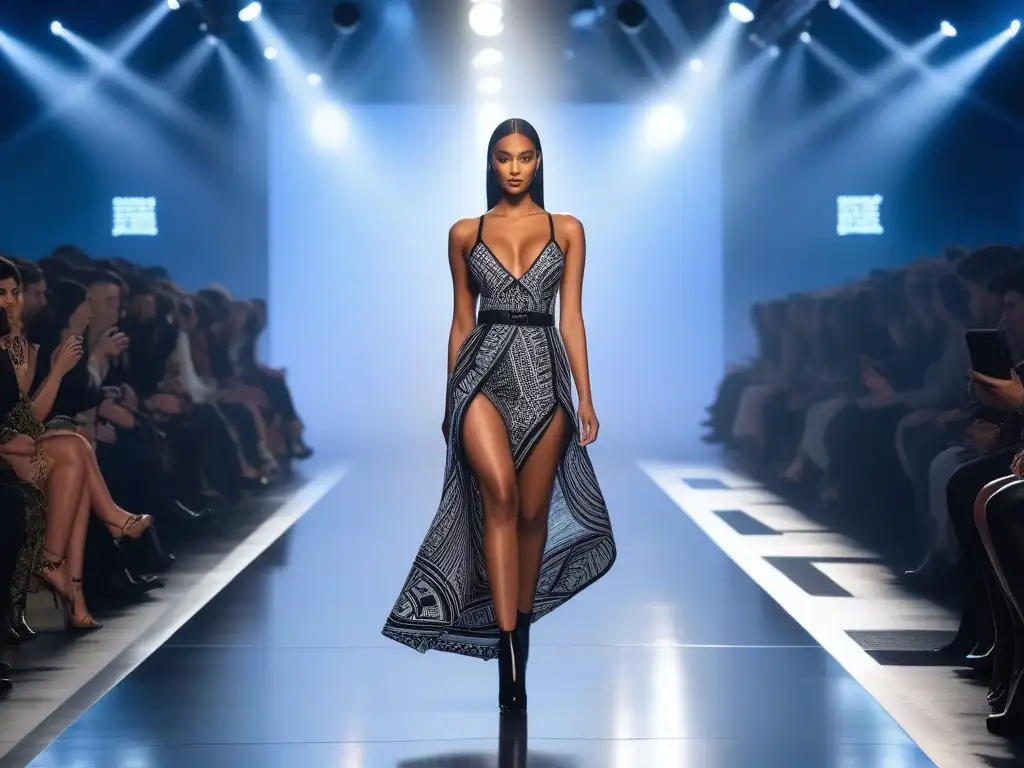 Desfile de Moda Inclusiva: Modelos Diversos y Empoderados en 3D Un desfile de moda inclusiva con modelos de todas las tallas y fondos, vistiendo prendas 3D innovadoras