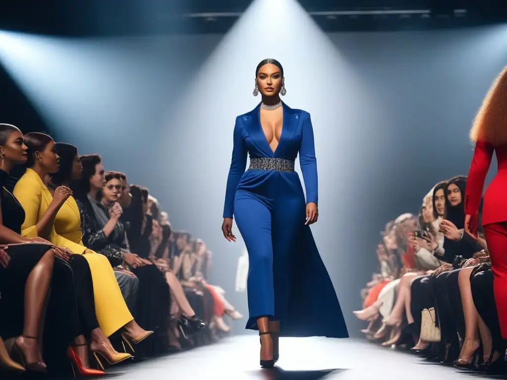 Desfile de moda inclusivo: diversidad y empoderamiento en la pasarela Desfile de moda inclusiva con modelos diversos y seguros, exhibiendo outfits inclusivos en una pasarela moderna y elegante
