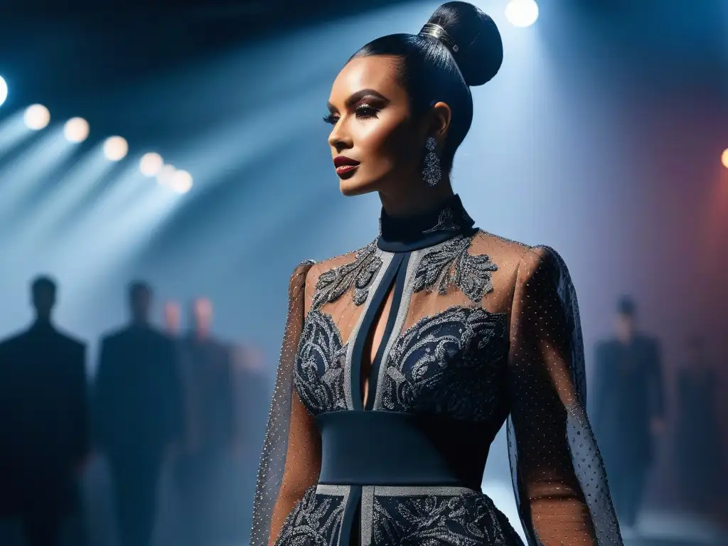 Desfile de moda alta: diversidad y elegancia en la pasarela Desfile de moda tall inclusiva con modelos altas mostrando estilos únicos en una pasarela vibrante y diversa