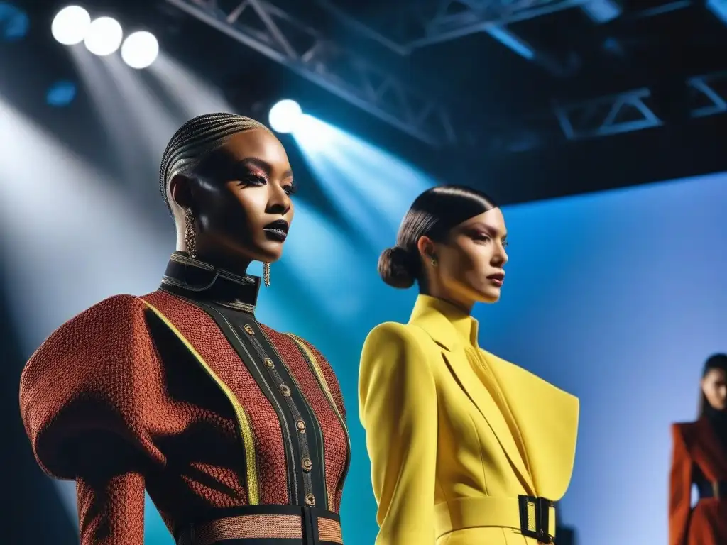Desfile de moda inclusiva: colección vanguardista y diversa Desfile de moda inclusiva con modelos transgénero y no binarios luciendo diseños vanguardistas y gender-neutral en una pasarela innovadora