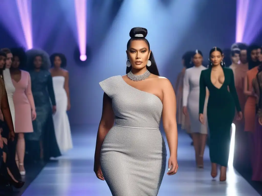 Desfile de moda inclusivo: diversidad y empoderamiento en la pasarela Desfile de moda inclusiva con modelos diversos exhibiendo confianza y estilo en la pasarela, representando el emprendimiento en moda inclusiva