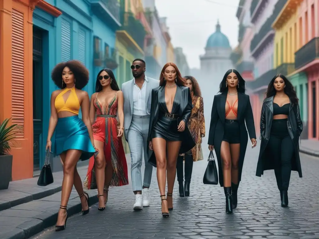 Desfile de moda inclusivo en Buenos Aires Desfile de moda inclusiva en Buenos Aires con modelos de diferentes tallas, edades y etnias caminando con confianza por la vibrante calle