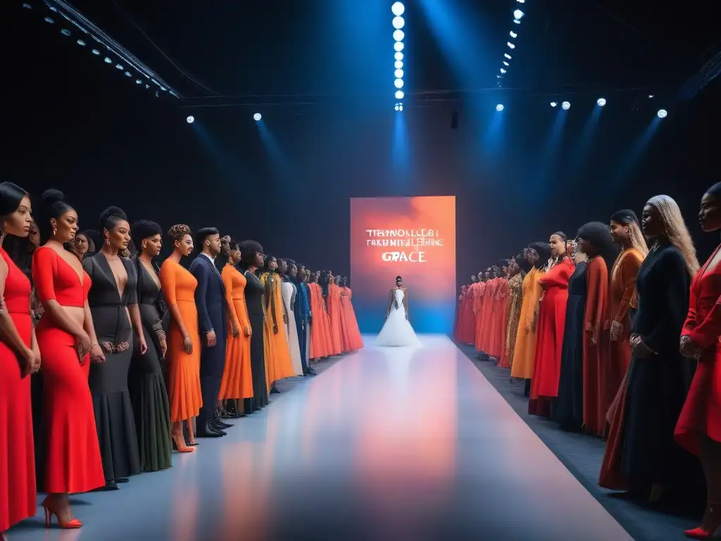 Desfile de moda inclusivo: diversidad y empoderamiento en la pasarela Un desfile de moda inclusiva con modelos diversos exhibiendo confianza y gracia en la pasarela
