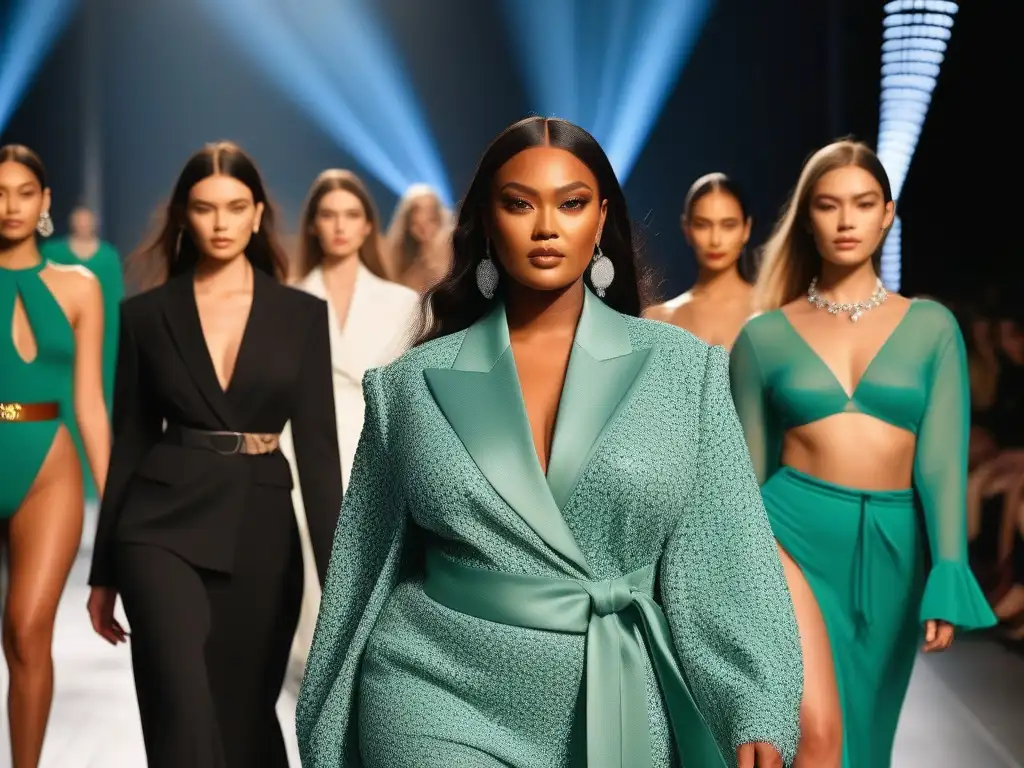 Desfile inclusivo: diversidad y estilo en la pasarela Desfile de moda inclusiva con modelos diversos desfilando en una pasarela, creando un impacto en eventos icónicos moda inclusiva