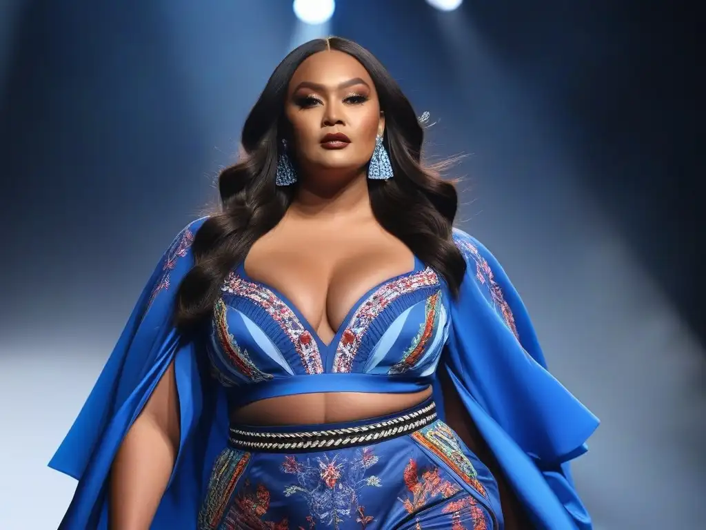 Desfile inclusivo de modelos plussize en moda vanguardista y diversa Desfile de moda inclusiva: modelos de tallas grandes de diversas etnias desfilan con confianza en diseños vanguardistas y inclusivos