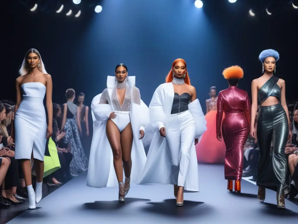Desfile inclusivo de moda LGBTQ+: diversidad y empoderamiento Desfile de moda inclusiva con personas trans y no binarias desfilando con diseños genderfluid