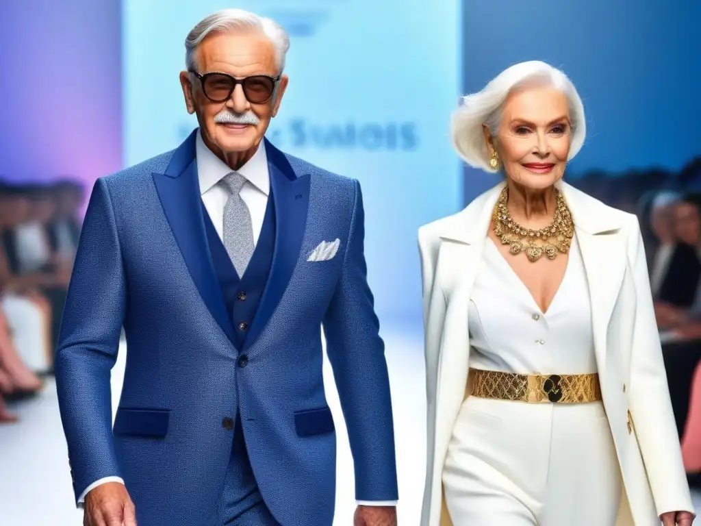 Desfile de moda inclusiva para seniors: elegancia y empoderamiento Desfile de moda inclusiva para personas mayores rompiendo estereotipos con elegancia y confianza en pasarela moderna