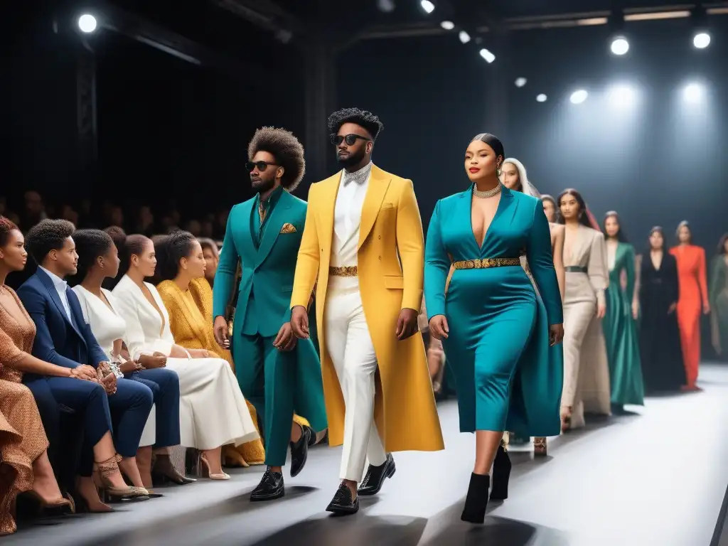 Desfile de moda inclusivo: diversidad y estilo en la pasarela Un desfile de moda inclusiva con personas reales de diferentes habilidades, géneros y etnias, mostrando estilos únicos