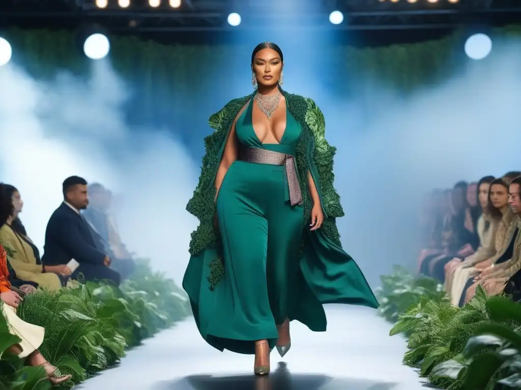 Desfile inclusivo de moda sostenible en la naturaleza Desfile de moda inclusiva y sostenible con diversidad de cuerpos, etnias y habilidades en armonía con la naturaleza