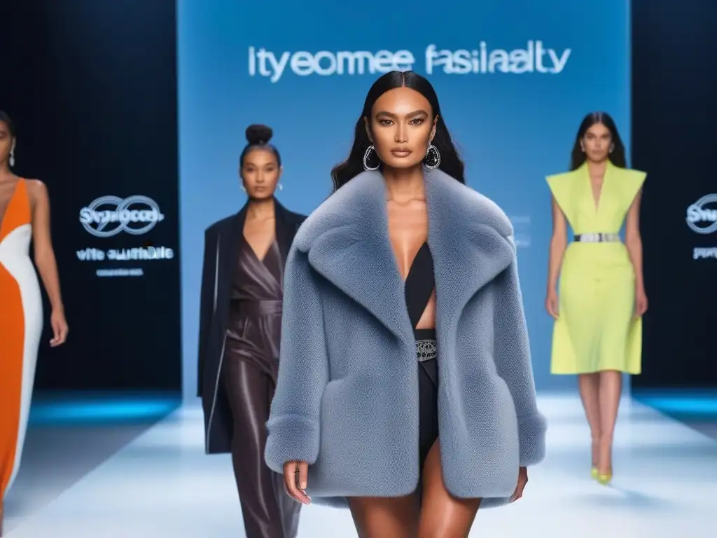 Desfile de Moda Inclusiva y Sostenible con Diversidad y Estilo Desfile de moda inclusiva y sostenible con modelos diversos en una pasarela minimalista