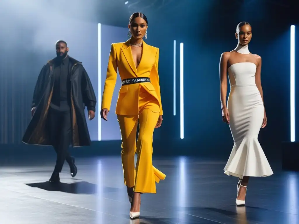 Desfile de moda inclusiva y sostenible: diversidad en la pasarela futurista Desfile de moda inclusiva y sostenible con modelos diversos en una pasarela futurista