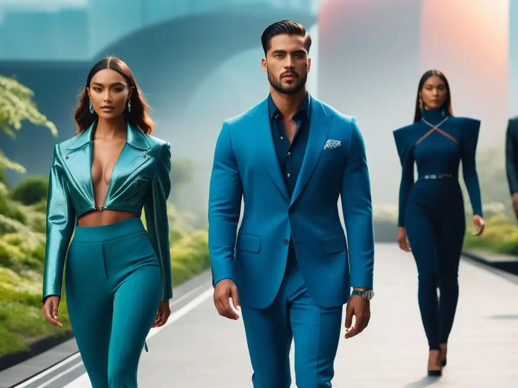 Desfile ecofashion: diversidad y sostenibilidad en la moda urbana Desfile de moda inclusiva y sostenible en un futuro vibrante