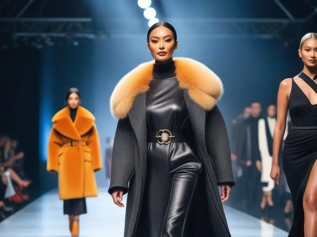 Diversidad y sostenibilidad: desfile de moda inclusiva Desfile de moda inclusiva sostenible con modelos de diferentes edades, tallas y etnias luciendo prendas de marcas líderes