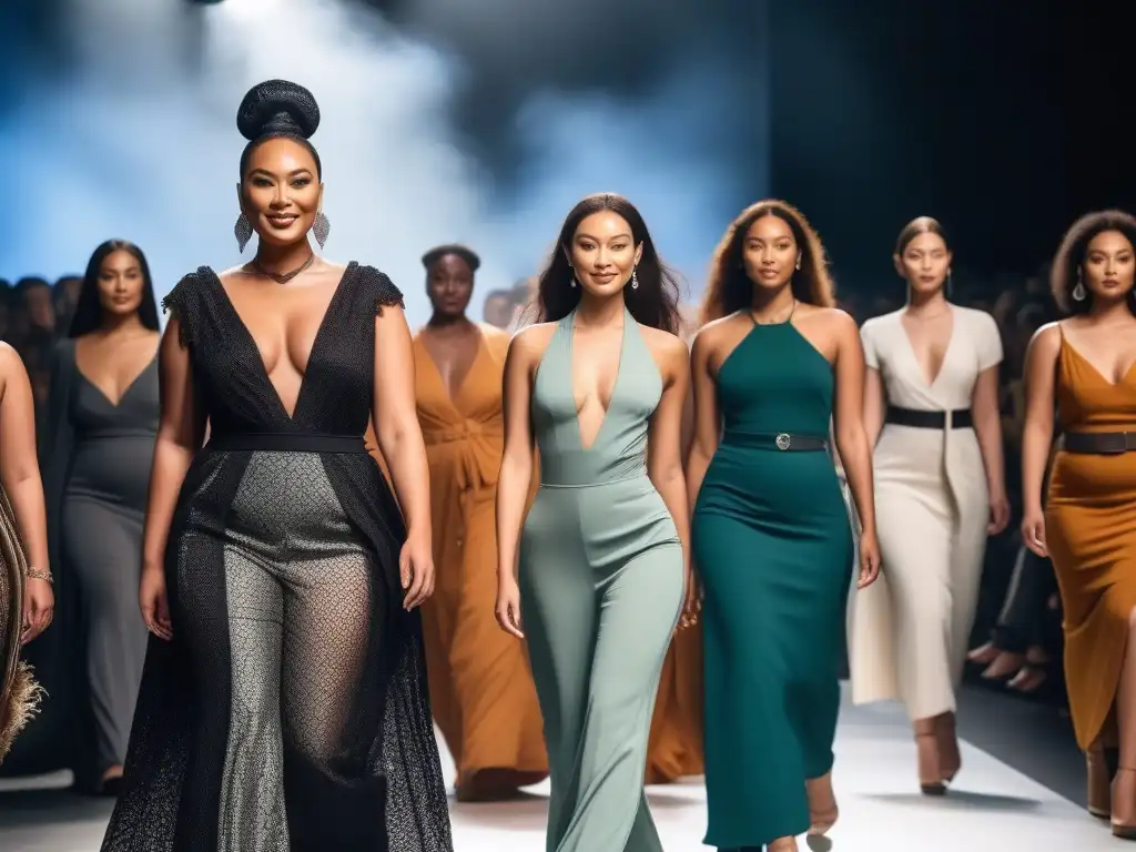 Desfile de moda inclusivo y sostenible: diversidad y estilo ecofriendly Desfile de moda inclusiva y sostenible con diversidad de modelos empoderados y seguros