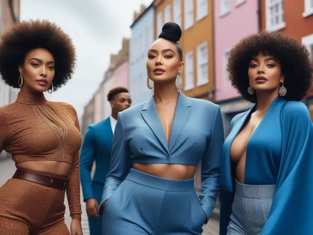 Moda inclusiva: diversidad y empoderamiento en la ciudad Un desfile de moda inclusiva para todas las tallas en la ciudad, con modelos diversos exhibiendo confianza y empoderamiento