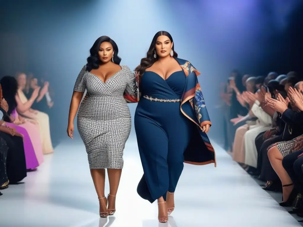 Desfile de moda inclusivo: modelos de talla grande celebran la diversidad Desfile de moda inclusiva tallas grandes desmitificando con modelos seguras y elegantes en pasarela trendy
