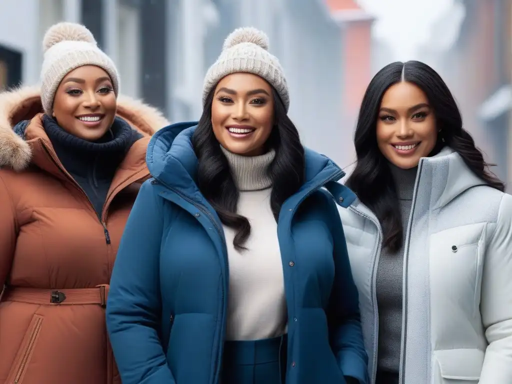 Innovadora moda invernal inclusiva: diversidad y estilo para todos Un desfile de moda inclusiva en tallas especiales para invierno, con diversidad y estilo urbano