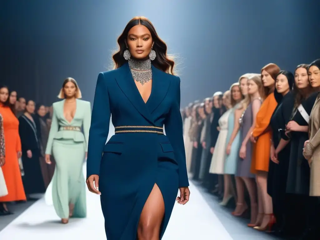 Desfile de moda de Chloé: diversidad y elegancia en la pasarela Desfile de moda inclusiva para todas las tallas con mujeres diversas luciendo diseños elegantes de Chloé
