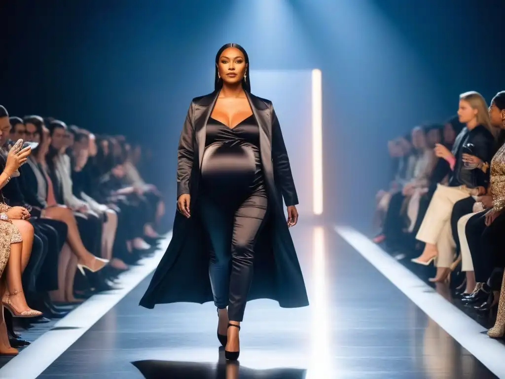 Desfile inclusivo de moda de maternidad: diversidad y empoderamiento Desfile de moda inclusiva en tallas de maternidad con diversidad étnica, estilos y cuerpos