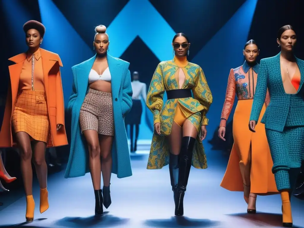 Desfile de moda inclusivo: empoderamiento y diversidad Desfile de moda inclusiva para transiciones de género con modelos confiados en pasarela futurista