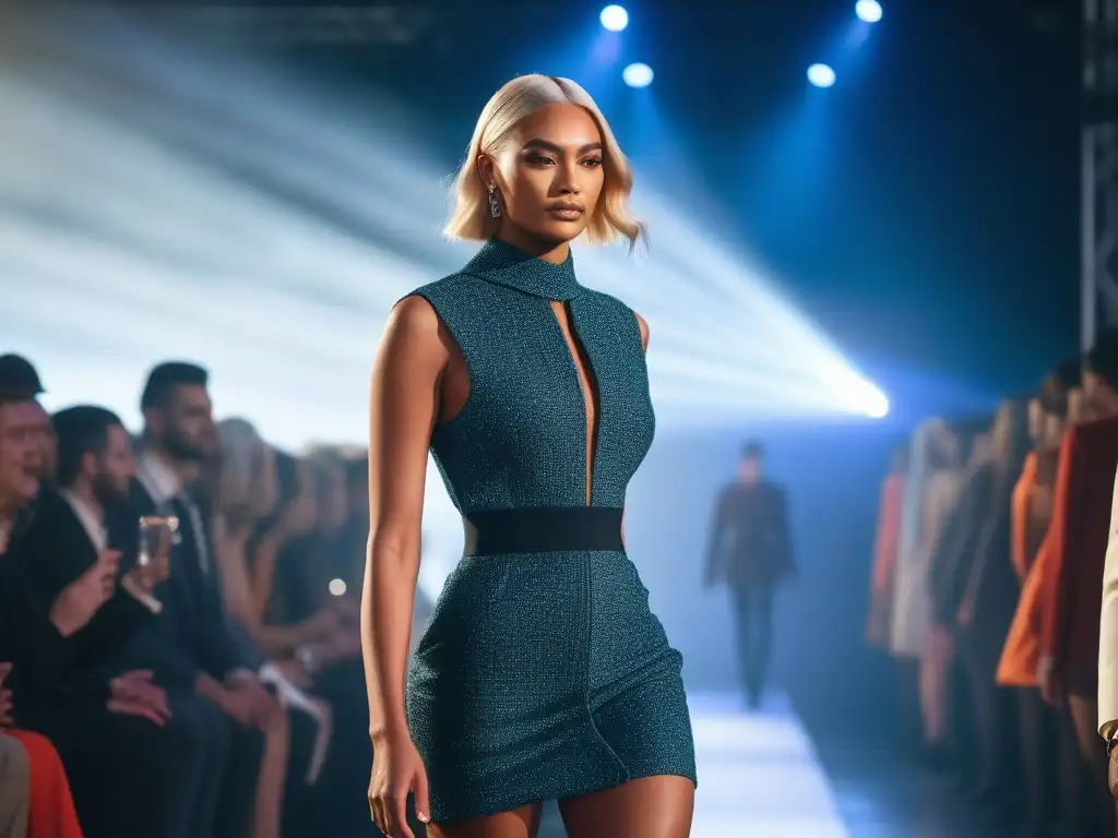 Desfile inclusivo de moda para transiciones de género Desfile de moda inclusiva para transiciones de género con diversidad de modelos y diseños, iluminado y vibrante