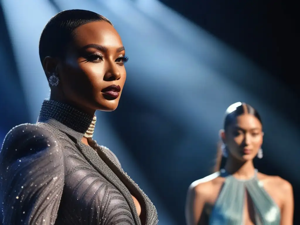 Desfile inclusivo: moda diversa empodera a la audiencia Desfile de moda inclusiva triunfadora con modelos diversos en pasarela brillante, reflejando progreso y celebración