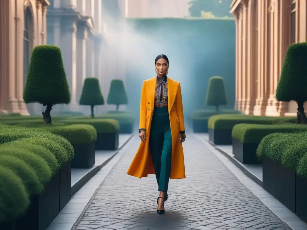 Diseños de lujo inclusivos de Tory Burch en la ciudad Un desfile de moda inclusivo en la ciudad, representando elegancia y diversidad con Diseño de lujo inclusivo