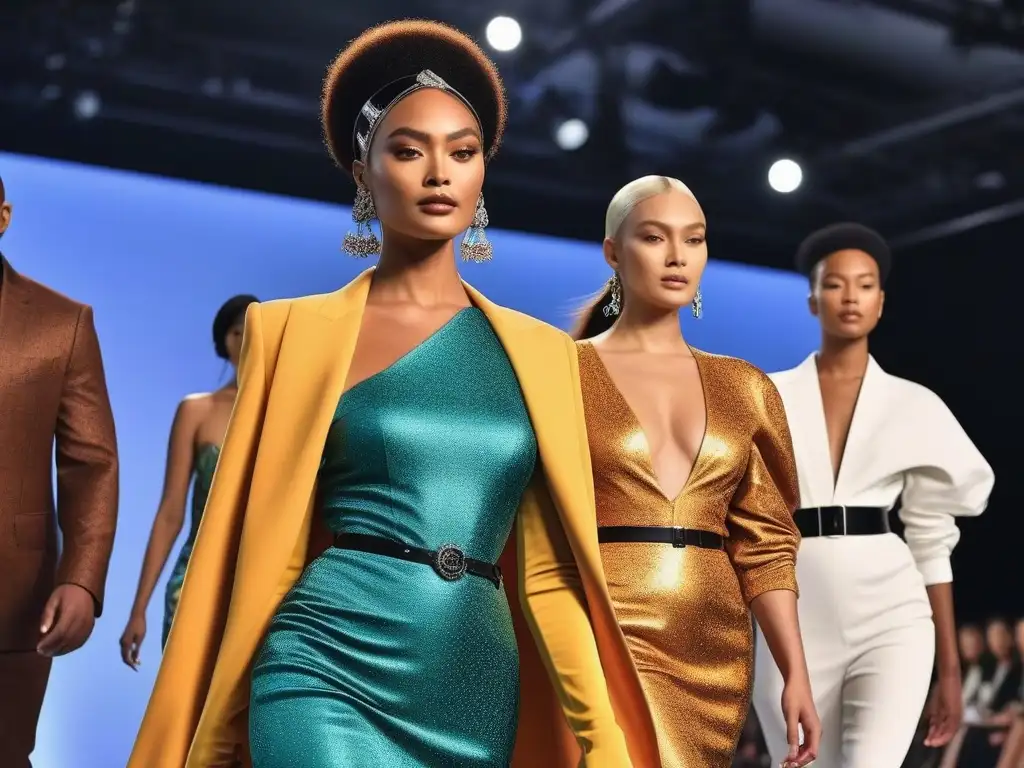 Desfile de moda inclusivo: diversidad y empoderamiento Desfile de moda inclusivo con diversidad de modelos de distintas etnias, edades y cuerpos, luciendo diseños modernos y variados