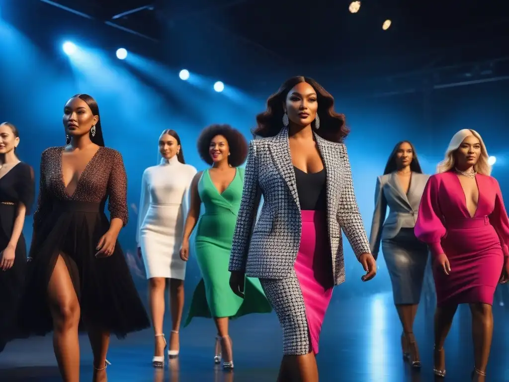 Desfile de moda inclusivo: diversidad y empoderamiento Un desfile de moda inclusivo y diverso, con modelos de diferentes etnias, edades y cuerpos, mostrando empoderamiento
