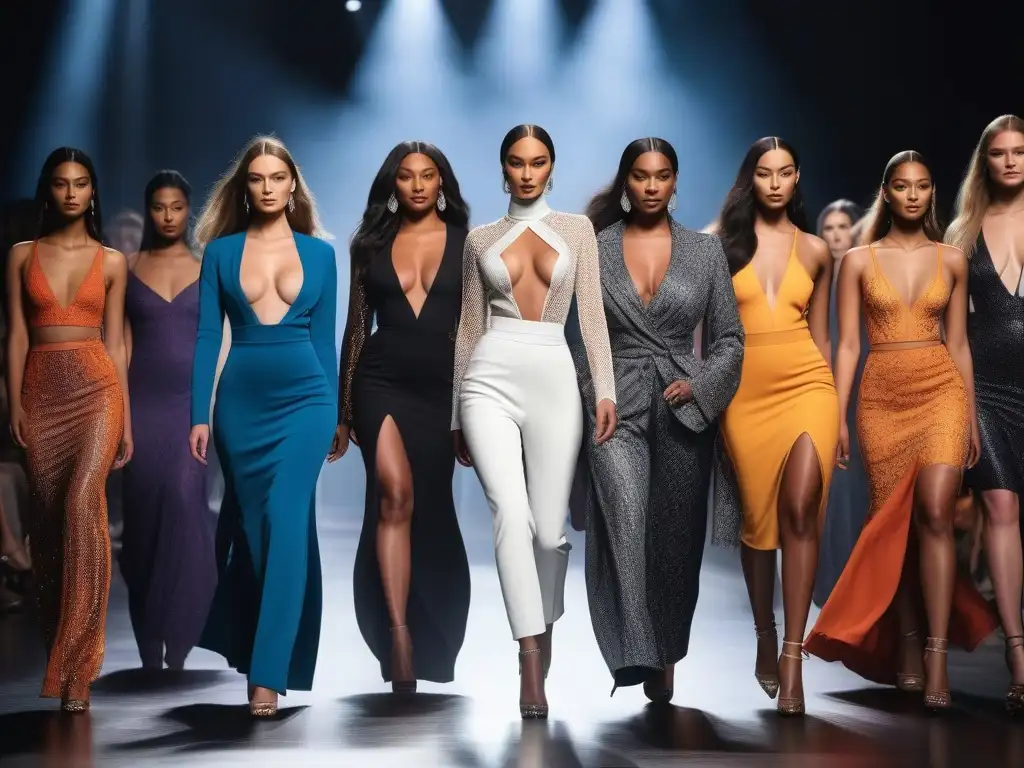 Desfile de moda inclusivo: diversidad y empoderamiento en la pasarela Desfile de moda inclusivo y diverso con modelos de distintas etnias, cuerpos y habilidades, mostrando fuerza y unicidad