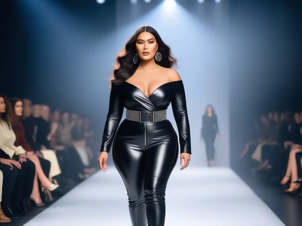 Desfile inclusivo: diversidad y estilo en alta resolución Un desfile de moda inclusivo y diverso con modelos de diferentes etnias, cuerpos y habilidades caminando con confianza por la pasarela
