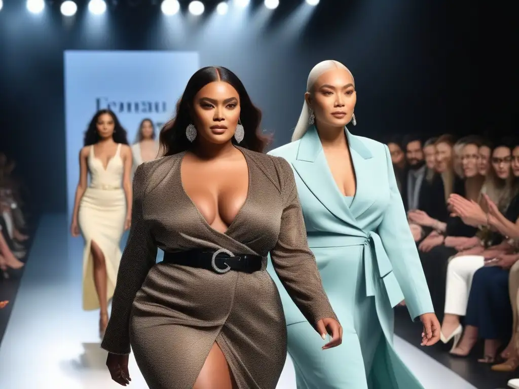 Desfile de moda inclusivo: diversidad y estilo en la pasarela Desfile de moda inclusivo con impacto social: diversidad en la pasarela y en la audiencia aplaudiendo