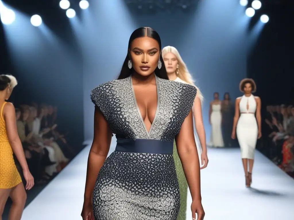 Desfile de moda inclusivo: diversidad y estilo en la pasarela Desfile de moda inclusivo con modelos de diferentes razas, tallas y habilidades, reflejando diversidad y estilo